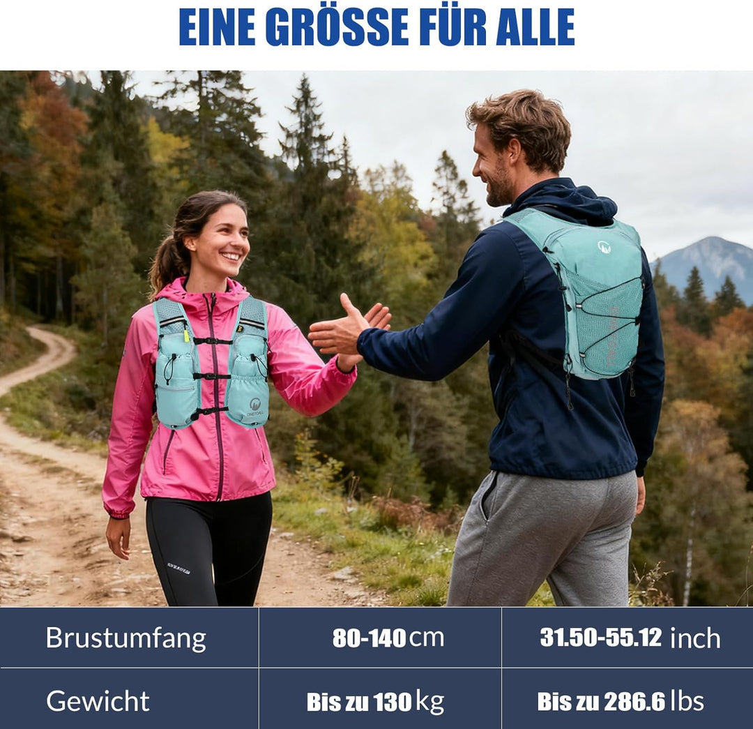 Laufweste Damen mit 2L TPU Trinkblase/500ml Trinkflasche, Leichter Trinkrucksack Laufen Herren 6L, R