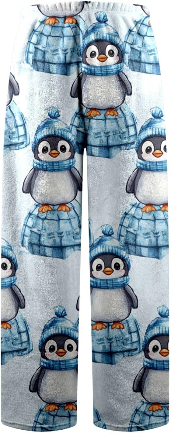 Generisch 2025 Flanell-Schlafhose für Männer Frauen mit Cartoon-Print doppelte Fleece-Hose Compatibl