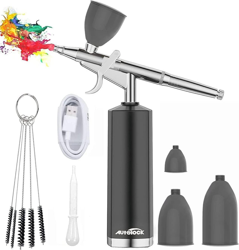 Autolock Airbrush Set 32PSI Kompressor Tragbares kabelloses Airbrush Kit und wiederaufladbares manue