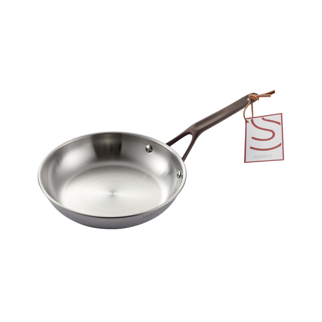 24 cm Edelstahl-Bratpfanne, 3-lagige Edelstahlpfanne, spülmaschinen- und ofenfest, Induktionspfanne,