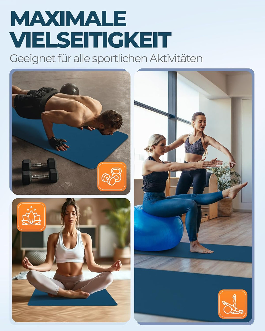 Fitleap Yoga-Matte Pro aus umweltfreundlichem TPE-Schaum. Sehr rutschfeste, schadstofffreie, hypoall