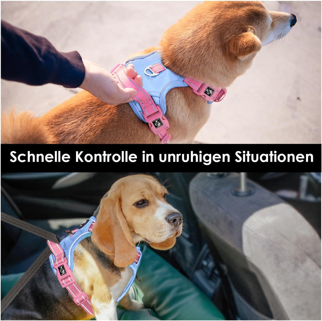 PHOEPET Anti-Zug Hundegeschirr- Reflektierendes Verstellbares Welpen-Sicherheitsgeschirr für kleine,