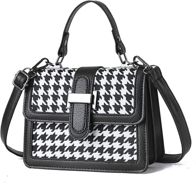 FANDARE Mode Damen Handtasche Schultertasche PU-Leder Tragetasche Schachbrett Umhängetasche Wasserdi
