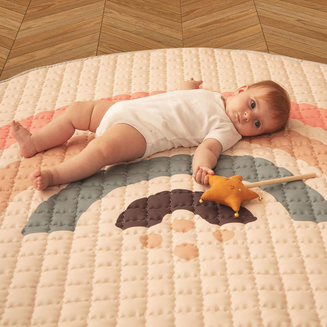 Hakuna Matte Gesteppte Krabbeldecke für Baby 150cm – Extra Dicke 1,5cm und Weiche Krabbelmatte in Sc