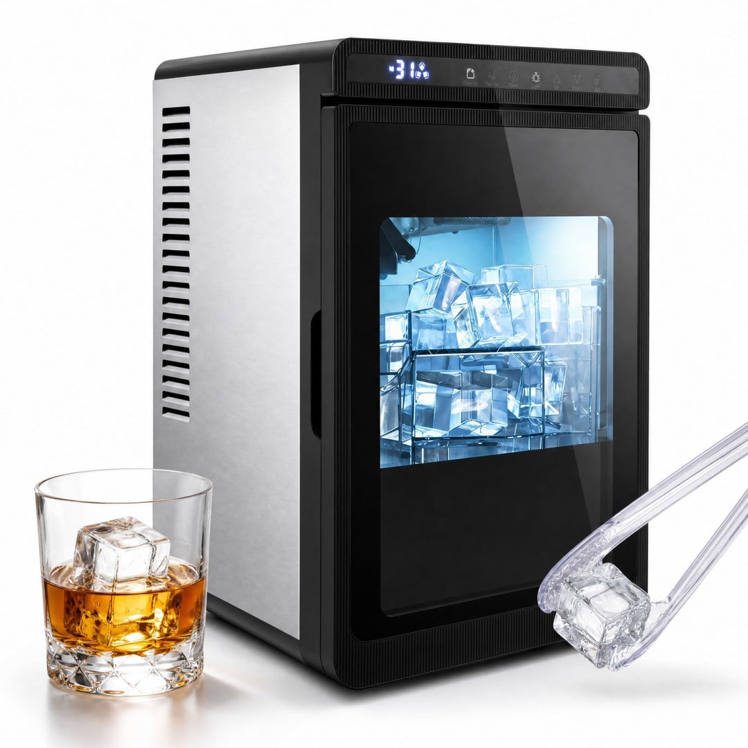 LIFEZEAL Eiswürfelmaschine, transparent, 12 kg/24 h, für Arbeitsplatte, quadratische Eiswürfel, 4 cm