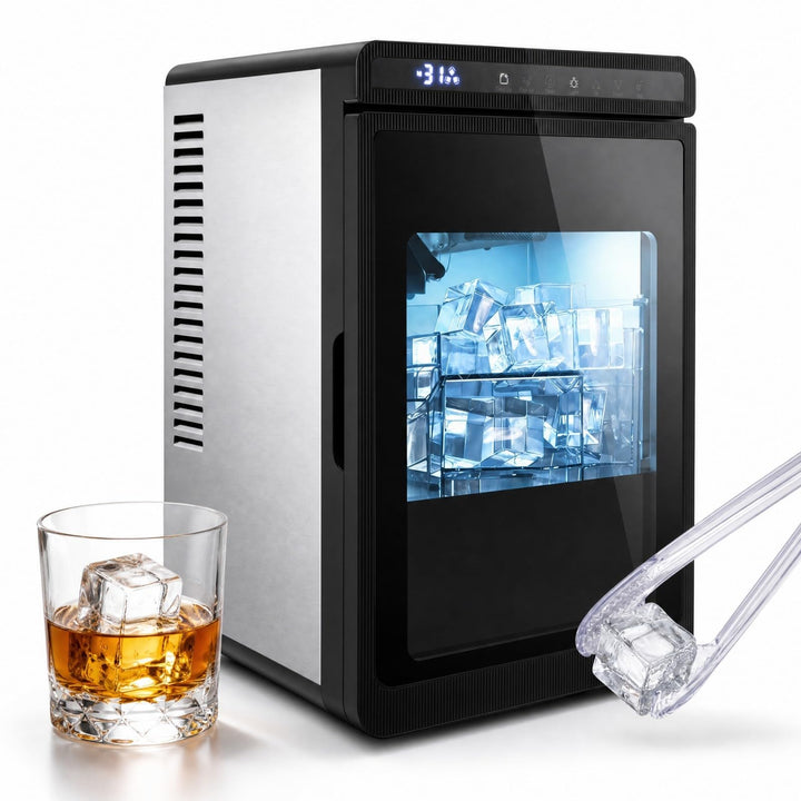 LIFEZEAL Eiswürfelmaschine, transparent, 12 kg/24 h, für Arbeitsplatte, quadratische Eiswürfel, 4 cm