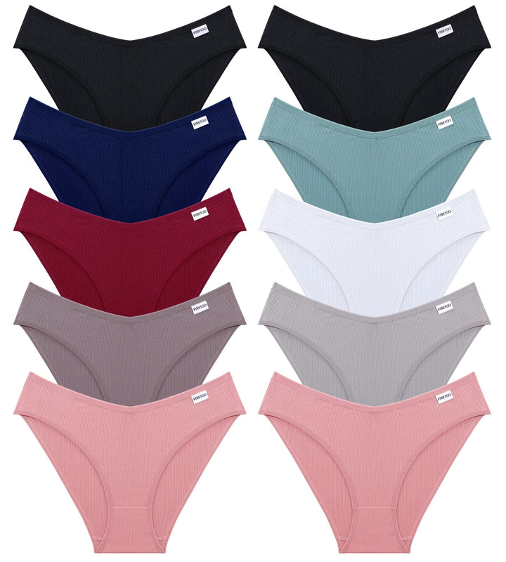 FINETOO 5er Pack Slip Damen Baumwoll Unterwäsche Frauen Set Brasilien Slips Sport Hipster Brazilian