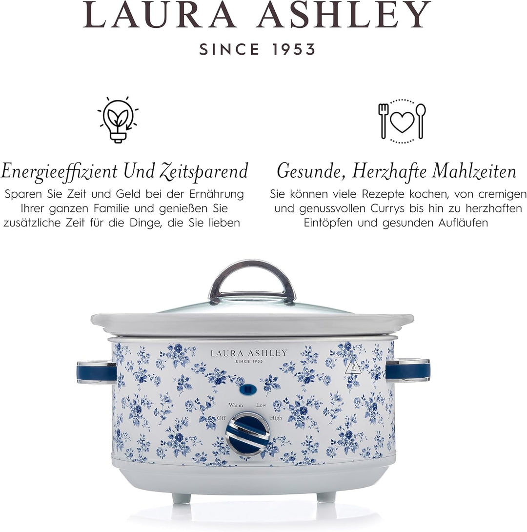 Laura Ashley 6,5 Liter Schongarer mit China Rose Print von VQ - Slowcooker für 8 bis 10 Personen, En