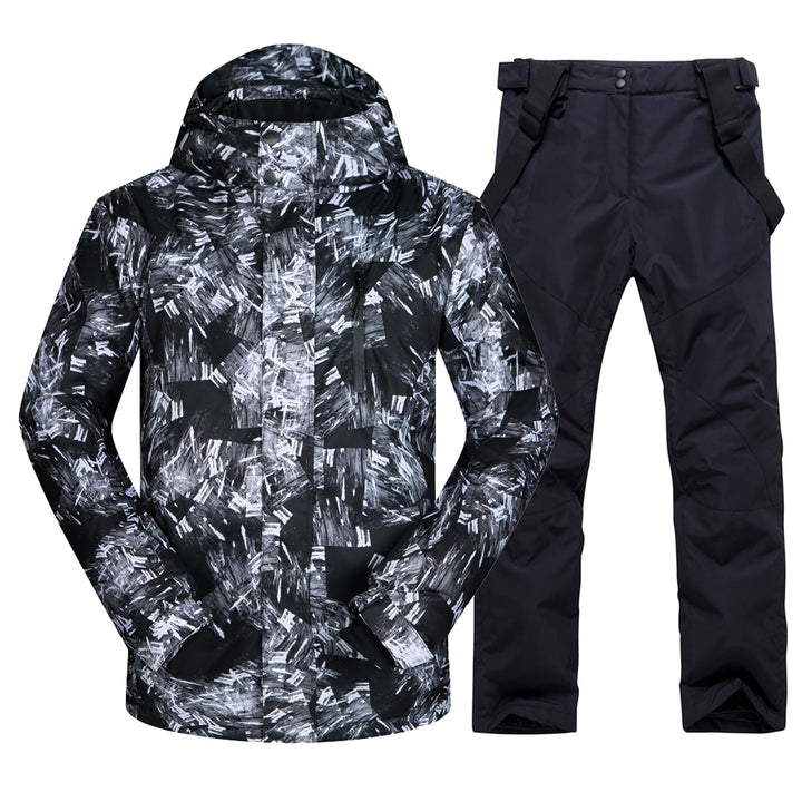 ALSOGO Herren Ski Jacke und Hosen Set Ski Anzug Winter Wasserdicht Winddicht Kapuze Schneemantel 2-S