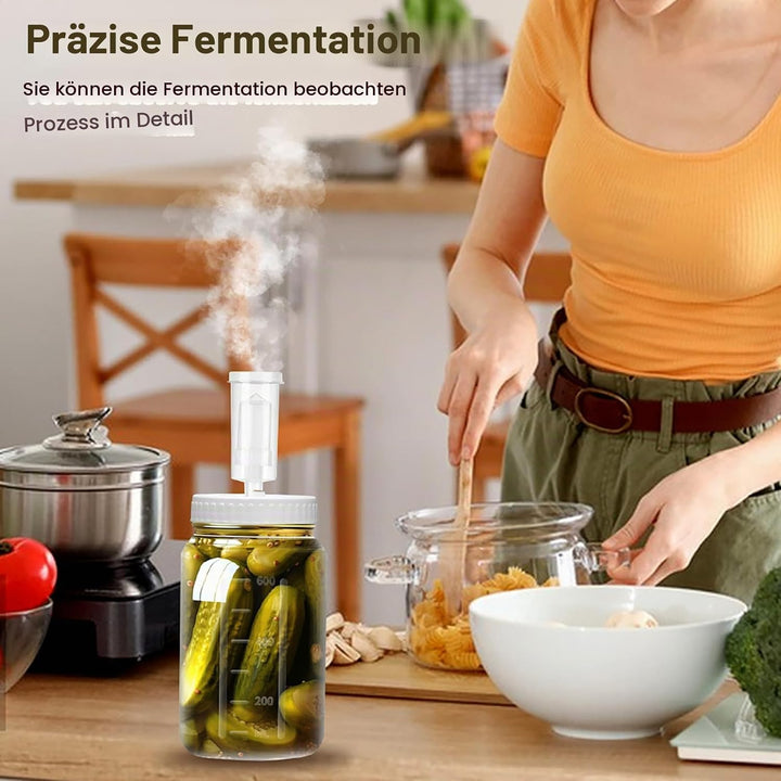 LUPATDY 2 Stück Fermentierglas 1L/32oz, Fermentiergläser mit Gärventil, Breiter Mund Fermentiergläse