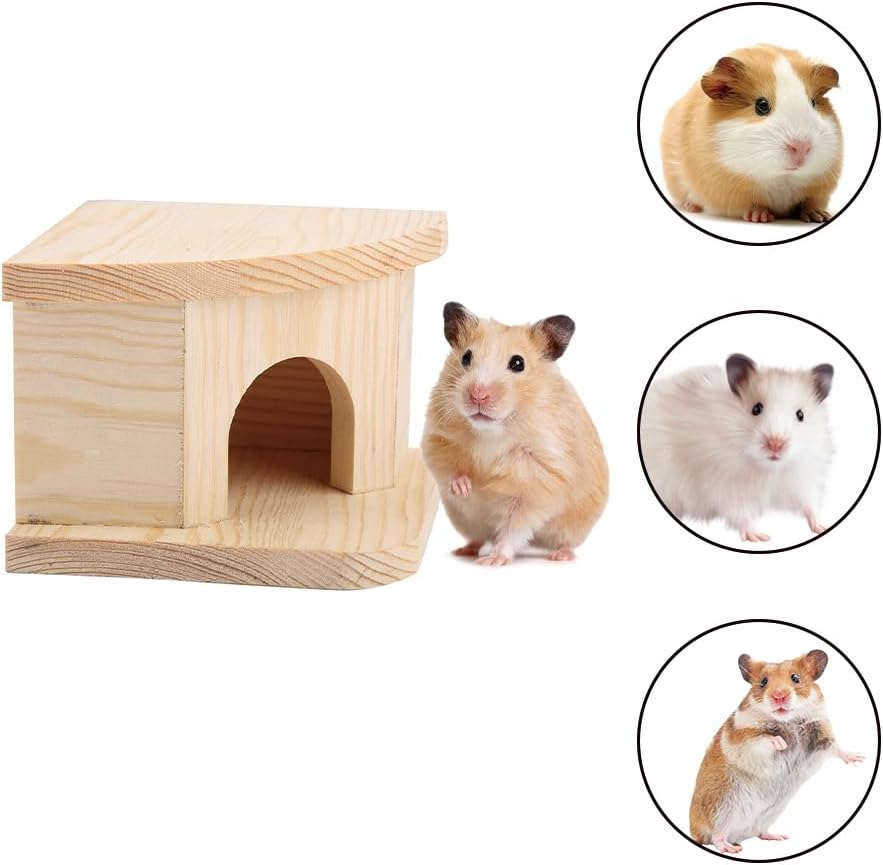 Hamster Holzhaus, Holz Hamsterhaus Versteck Ecketage Rechts Käfig Dekor Zubehör Mehrkammernhaus Meer