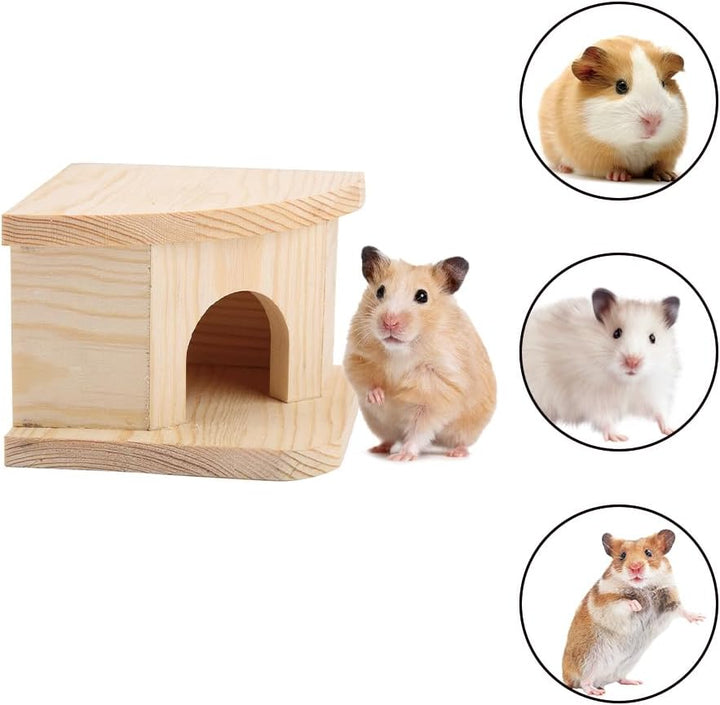 Hamster Holzhaus, Holz Hamsterhaus Versteck Ecketage Rechts Käfig Dekor Zubehör Mehrkammernhaus Meer