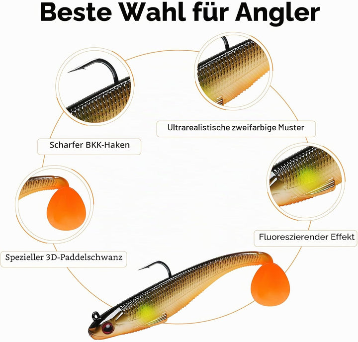 TRUSCEND Gummifische Angelköder für Forelle Zander & Barsch, Kunstköder Angelausrüstung Gummiköder A