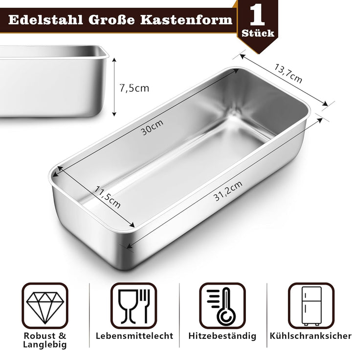 Joyfair Brotbackform, 31,2cm Edelstahl Gross Kastenform Brotform, 7,5cm Tiefe Backform Rechteckig To