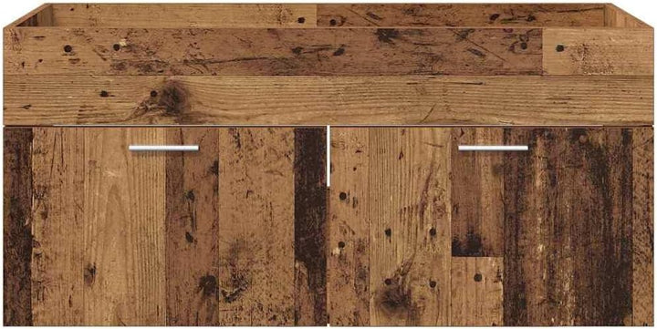 vidaXL Waschbeckenunterschrank mit Speicher Altholz Holzwerkstoff, Badezimmer Aufbewahrung, moderner