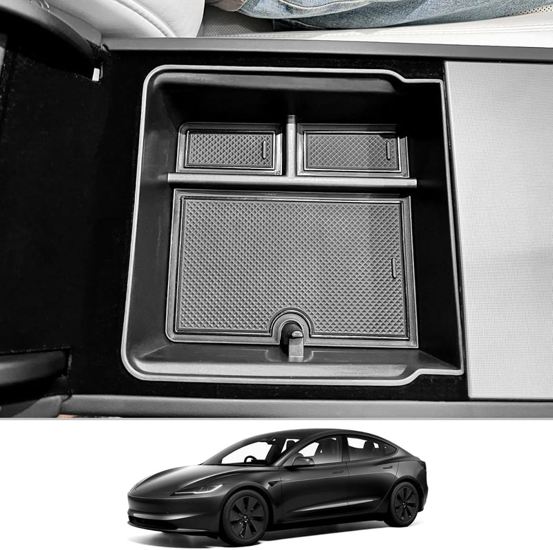 CDEFG Kompatibel mit Tesla Model 3 2024 Highland Mittelkonsole Organizer Aufbewahrungsbox Zentrale S