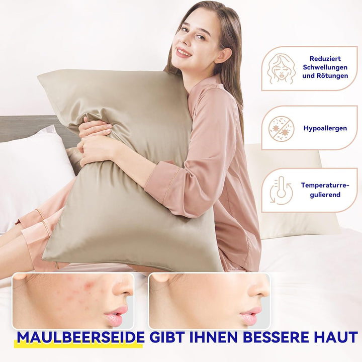 SeidenKissenbezug 40x60,Jaciu Kissenbezüge aus Seide,für Haar und Haut Beide Seiten Echte Seide Kiss