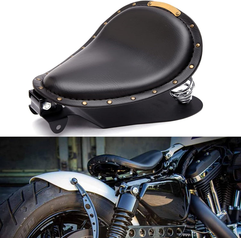 Motorrad Leder Solo Sitz, Motorrad Sitz Mit Frühling Grundplatte für Bobber Sportster XL1200 883 48