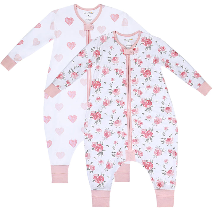 Mama Cheetah Toddler Schlafsack mit Füssen, Long Sleeve 0,5 TOG Bio-Baumwolle Baby Schlafsack mit Be
