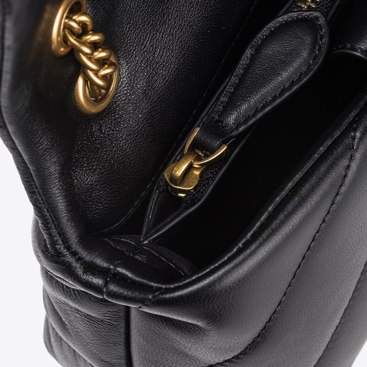 Pinko Damen Love Mini Puff Cl Sheep Nappa Tasche Z99q_schwarz-antique Gold, Z99q_schwarz-antique Gol