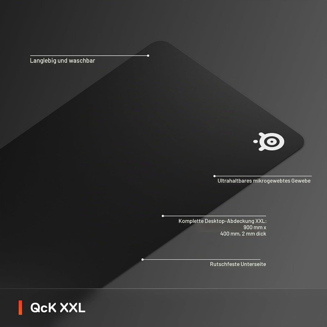 SteelSeries QcK Gaming-Mauspad, XXL-Stoff, Peak-Tracking und Stabilität, Esport-Mauspad, rutschfest,