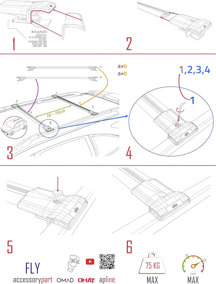 Apline Kompatibel mit BMW X5 (E70) 2006-2013 Relingträger Fly Modell Dachträger Gepackträger GRAU