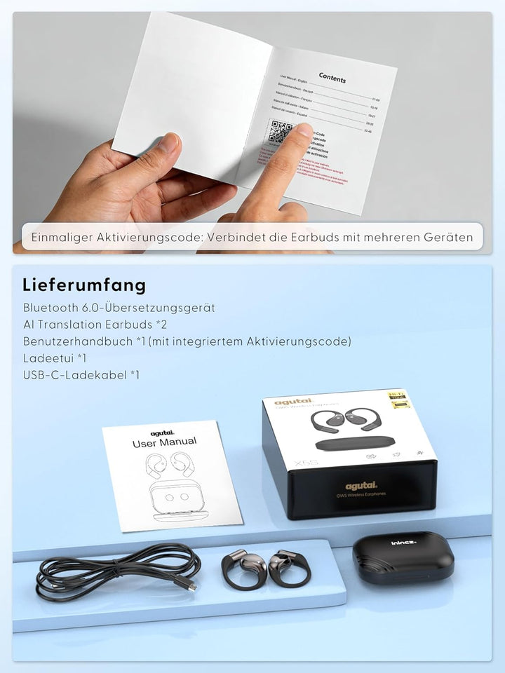 AI Kopfhörer Übersetzer Echtzeit übersetzungskopfhörer: 3-in-1 Sprachübersetzer mit 164 Sprachen - 4