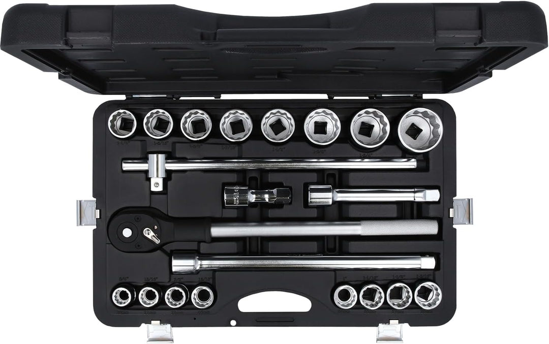 KS Tools 911.0751 3/4 Zoll 12-Kant Steckschlüssel-Satz | inklusive Umschaltknarre, 24-Zahn | matt sa