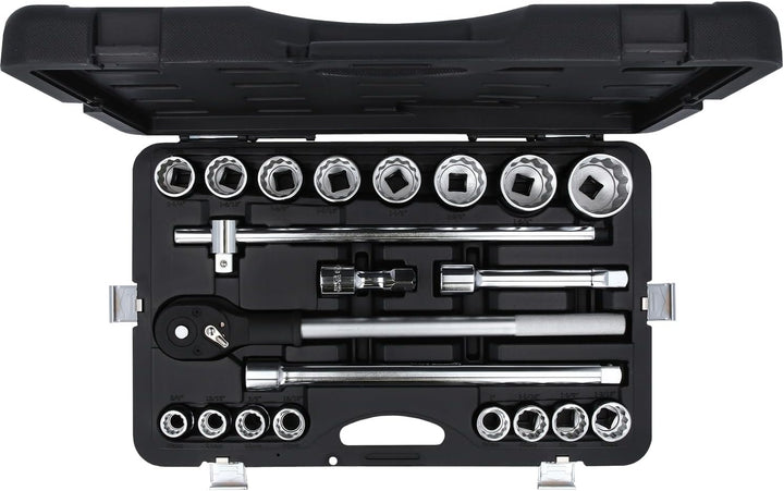 KS Tools 911.0751 3/4 Zoll 12-Kant Steckschlüssel-Satz | inklusive Umschaltknarre, 24-Zahn | matt sa