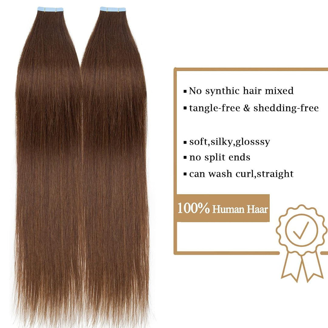SEGO 40 Stück Tape in Extensions Echthaar 2.5g/pcs Klebeband Haarverlängerung 100% Remy Human Haar H