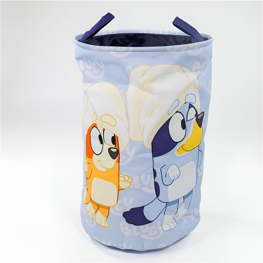 Bluey & Bingo Kinder Aufbewahrungskorb – Faltbarer Wäschekorb aus Polyester – H 50 cm x D 32 cm – Wä