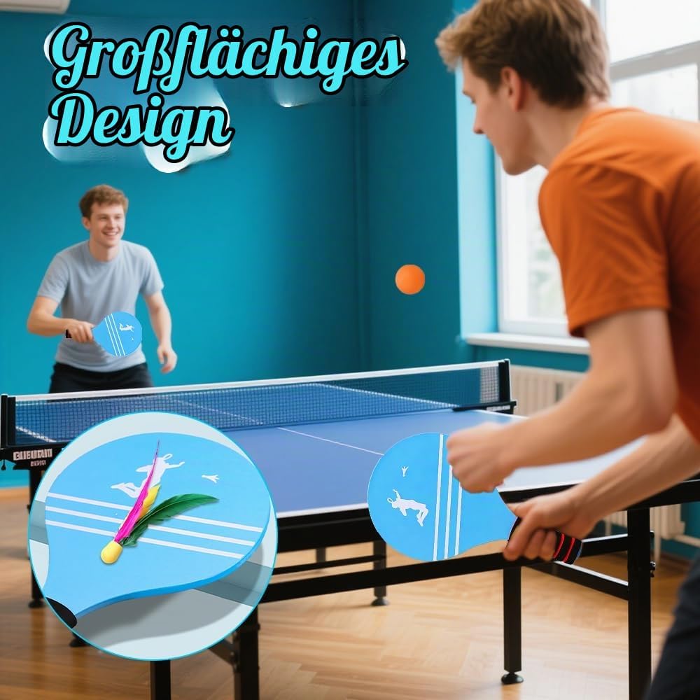 LUFEIS Beachball Set, Beach Ball Spiel Set für Familie, 2 Schläger, 12 Federbälle, 2 Plastikbälle, 1