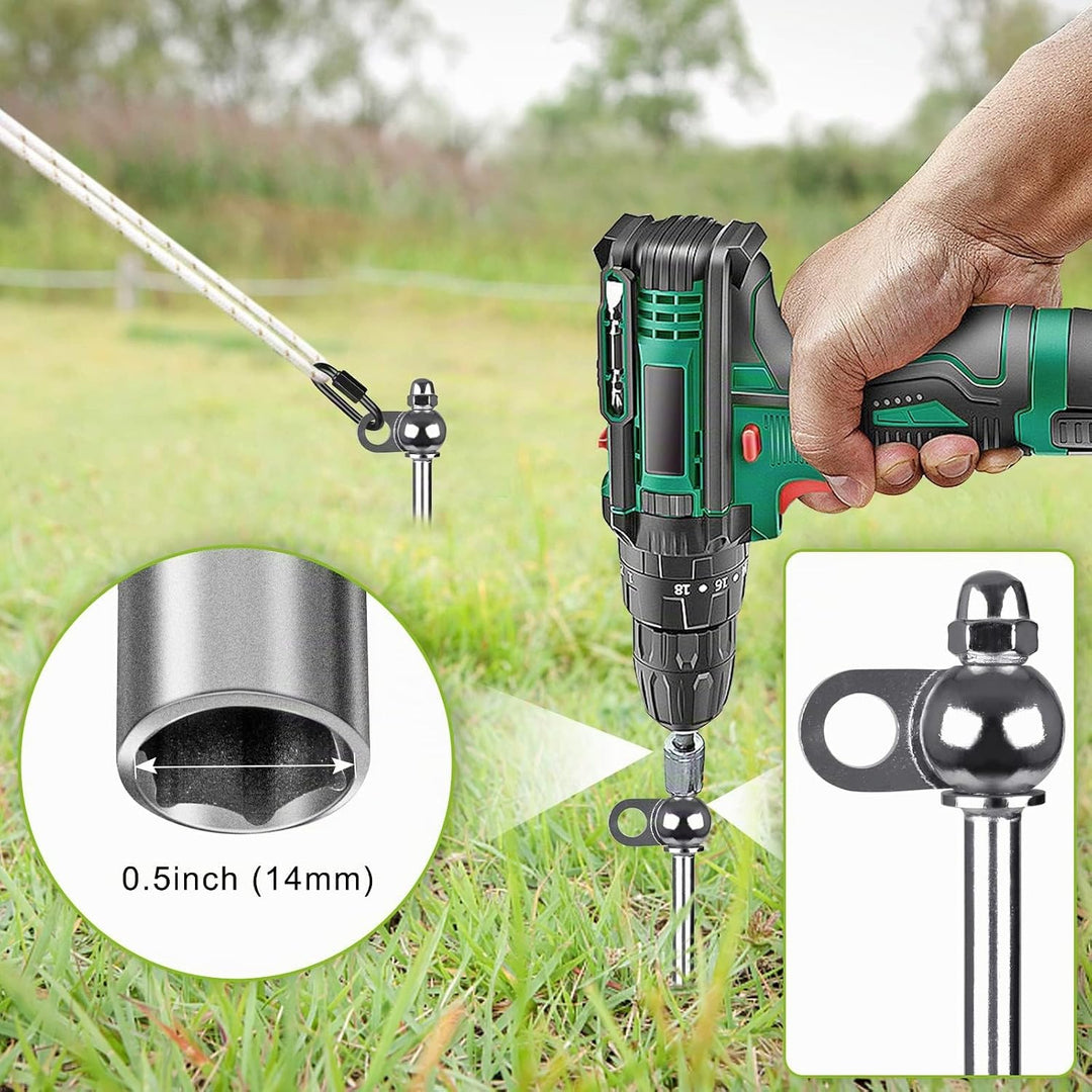30,5 cm Bodenanker, 4 Stück robuste Zeltheringe, wiederverwendbar mit Bohrer, für Campingzelte, Tram