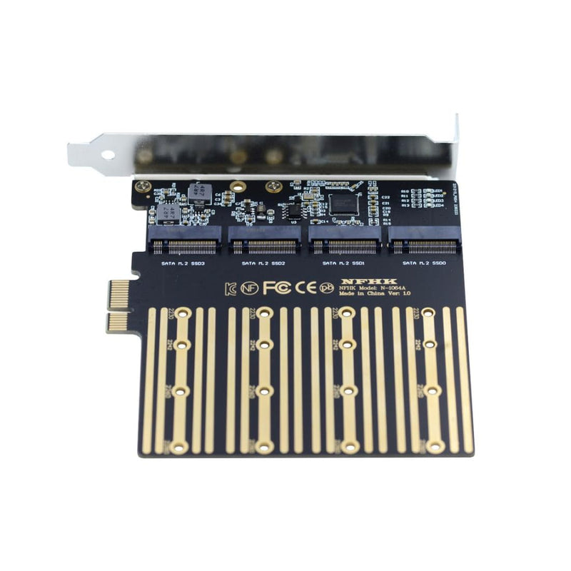 chenyang M.2 SSD auf PCI-E X1 Adapter 4 SATA NGFF SSD auf PCI-E X1 Erweiterungskartenadapter mit 12c