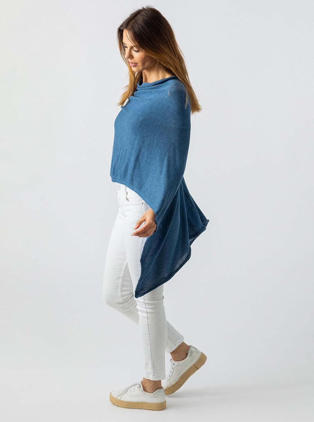"Cashmere Dreams Poncho-Schal aus Baumwolle - Hochwertiges Cape für Damen - Umhängetuch und Tunika -