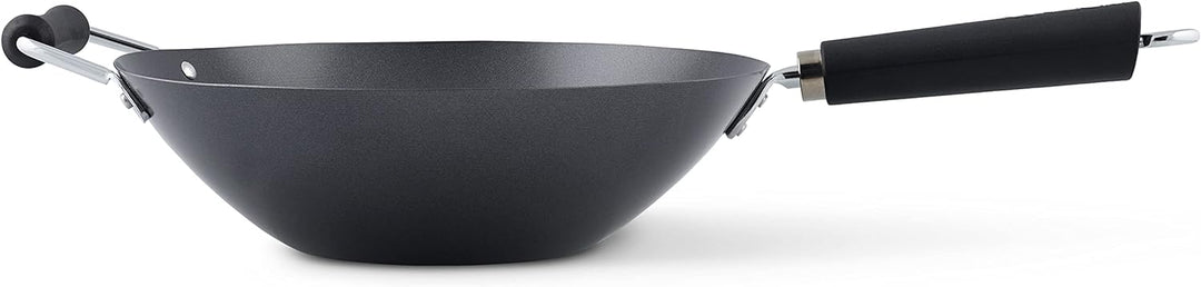 Ken Hom KH431001 Carbonstahl Wokfanne, 31cm, Excellence, Wok Induktion, Phenolischer Griff, Spülmasc