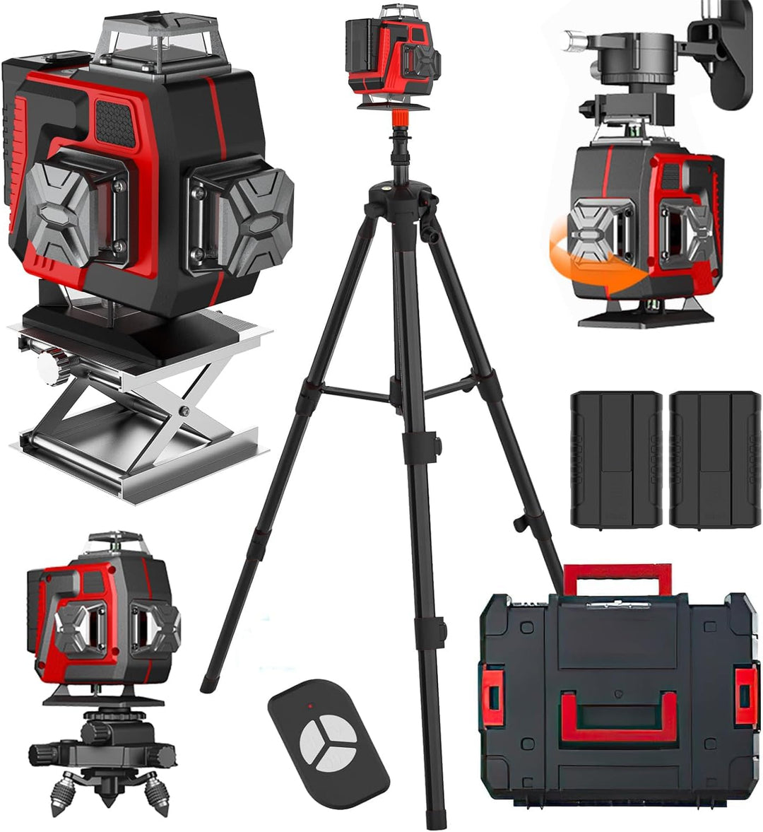 Kreuzlinienlaser mit Stativ, 4D-Laser Wasserwaage mit 16 Linien, selbstnivellierender Laser, Kreuzli
