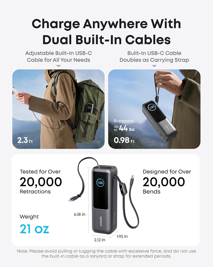 Anker Laptop Powerbank, 25000mAh 165W USB-C, 3X 100W USB-C Ports für Multi-Geräte-Ladeleistung, Inte