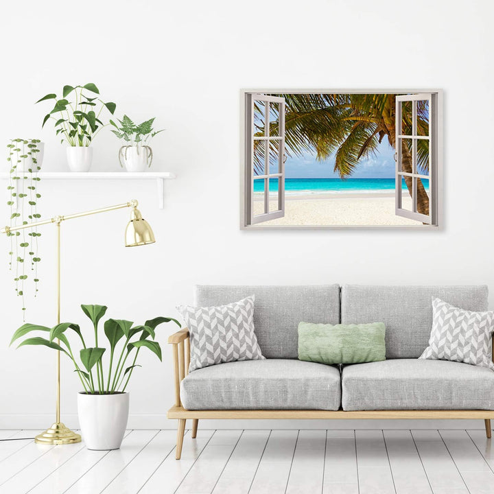 Feeby Leinwandbild XXL Landschaft Wandbild Fenster-Illusion mehrfarbig 120x80 cm 120L x 80B cm M_149