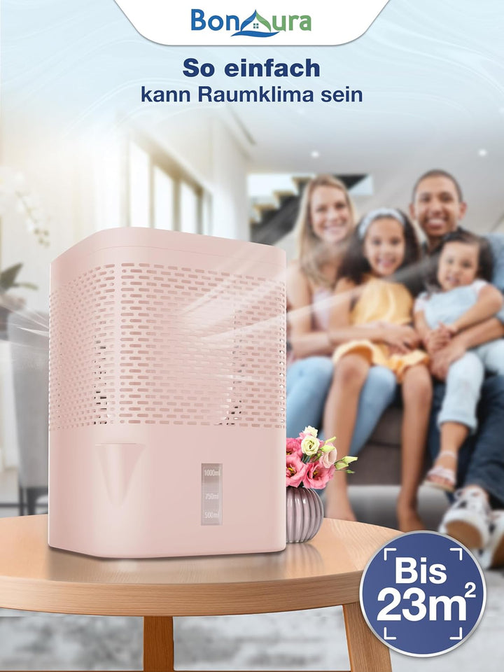 BonAura® AirOne Luftentfeuchter ohne Strom bis 23m² I 360° Belüftung I Raumentfeuchter mit Ausgiesse