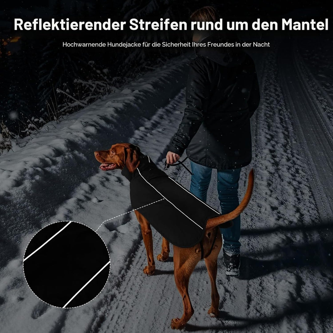 Warme Hundemäntel, wasserdichte Reflektierende Hundejacke, Winddichter Wintermantel mit Hohem Kragen