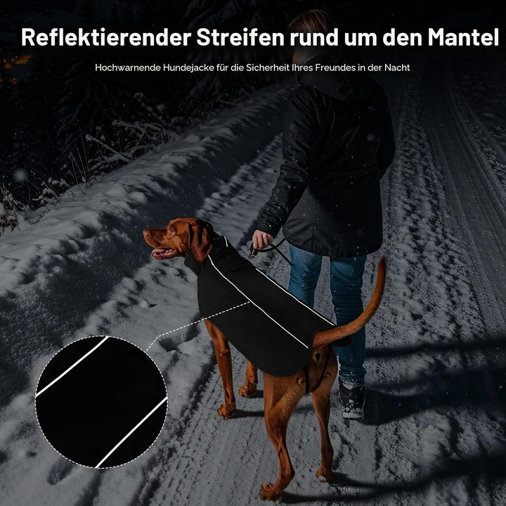 Warme Hundemäntel, wasserdichte Reflektierende Hundejacke, Winddichter Wintermantel mit Hohem Kragen