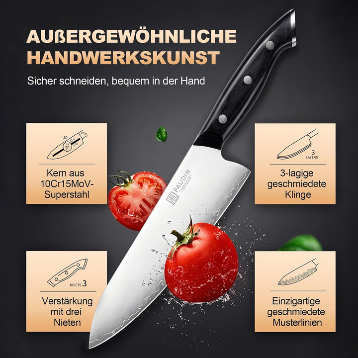 PAUDIN 10-in-1 Messerblock Set mit integriertem Messerschärfer