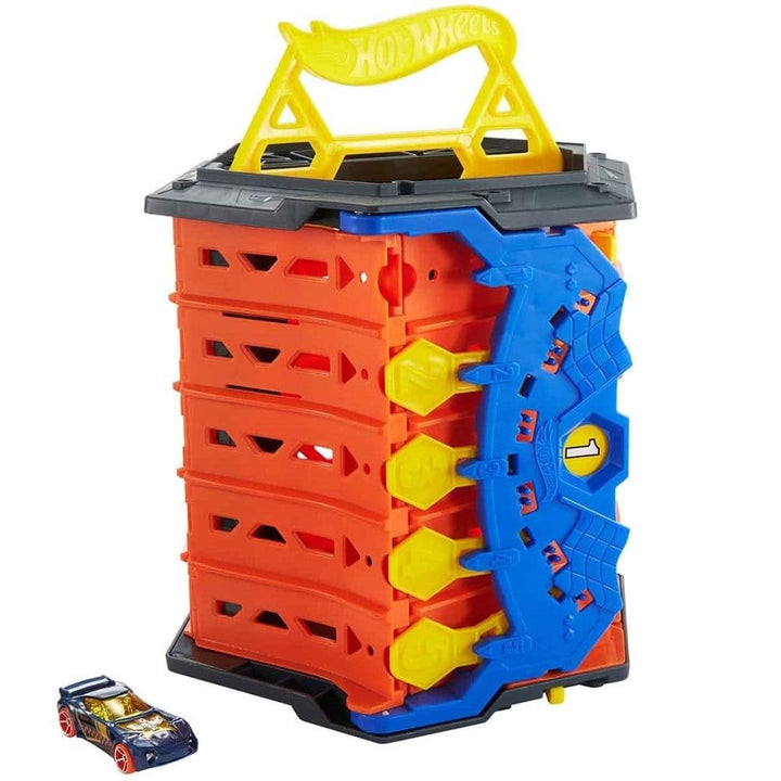 Hot Wheels GYX11 - Rollout Raceway Trackset, lässt sich zu einer fünfspurigen Rennstrecke ausrollen,