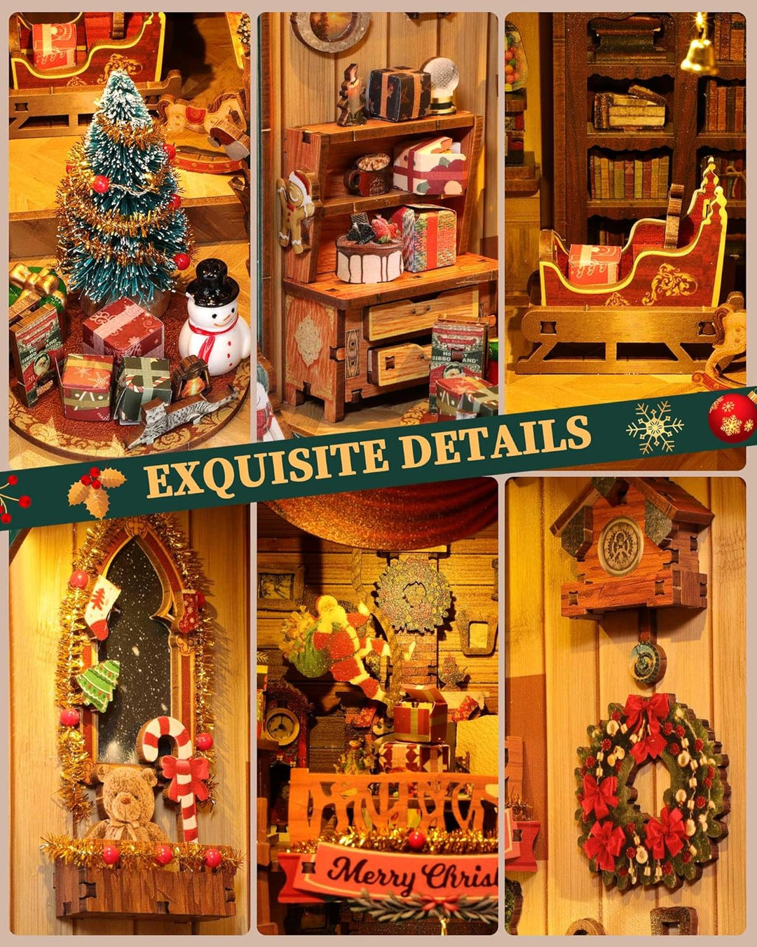 RONSTONE Book Nook Kit mit Staubschutzhülle - DingDang Hütte DIY Miniatur Puppenhaus Booknook mit Le