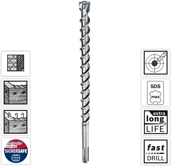 Bosch Professional Hammerbohrer SDS max-8X (Masse 12x200x340 mm, Bohrer für Beton und Normalbeton) 2