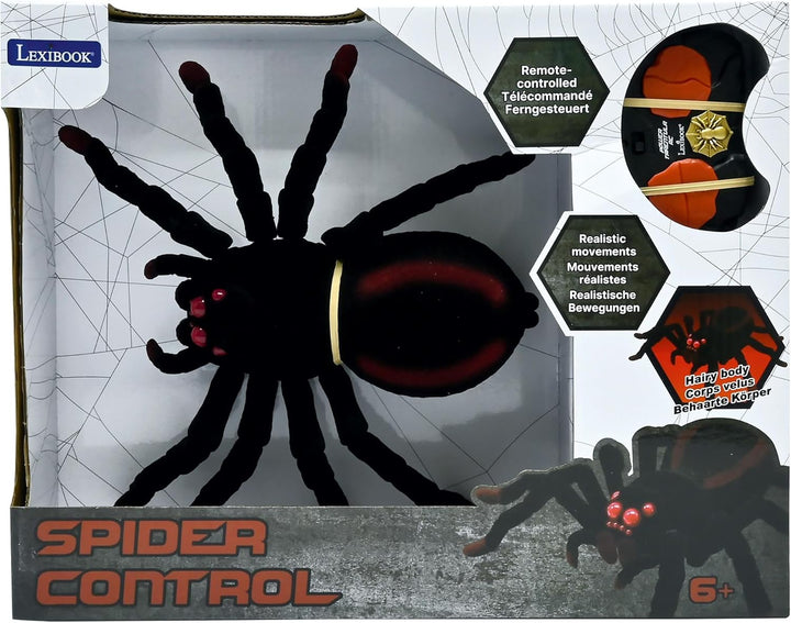 Lexibook, Ferngesteuerte realistische Tarantel/Spinne, 8 haarige Beine, 2 Mandibeln, Lichteffekte in