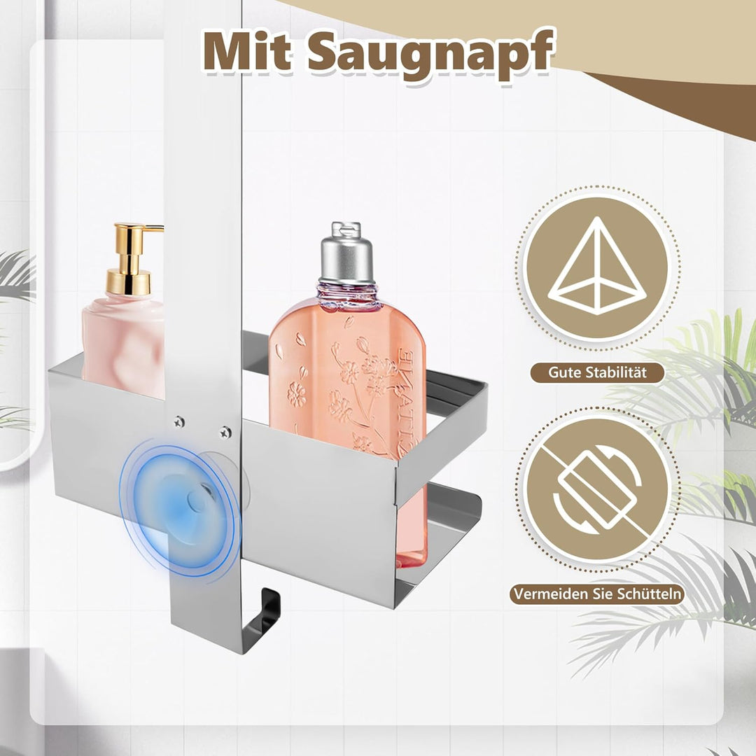Duschablage zum Hängen, Einlagig Duschregal Edelstahl Ohne Bohren, Duschkorb für Badezimmer, Shampoo