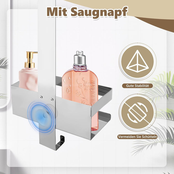 Duschablage zum Hängen, Einlagig Duschregal Edelstahl Ohne Bohren, Duschkorb für Badezimmer, Shampoo