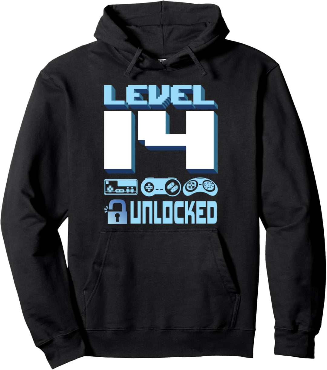 14. Geburtstag Teenager Jungen Spieler Level 14 entsperrt 14 Jahre alt Pullover Hoodie